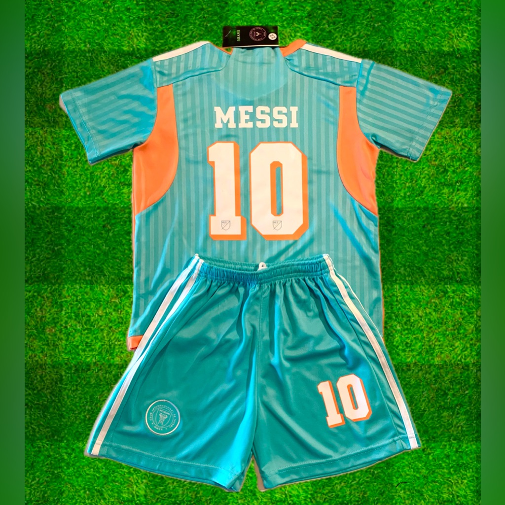 Lionel Messi Teal Youth Soccer Jersey Set 2 Piece Kit - Footballer Jersey Nwt